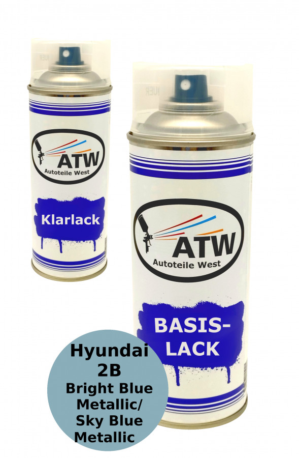 Autolack für Hyundai 2B Bright Blue Metallic / Sky Blue Metallic +400ml Klarlack Set